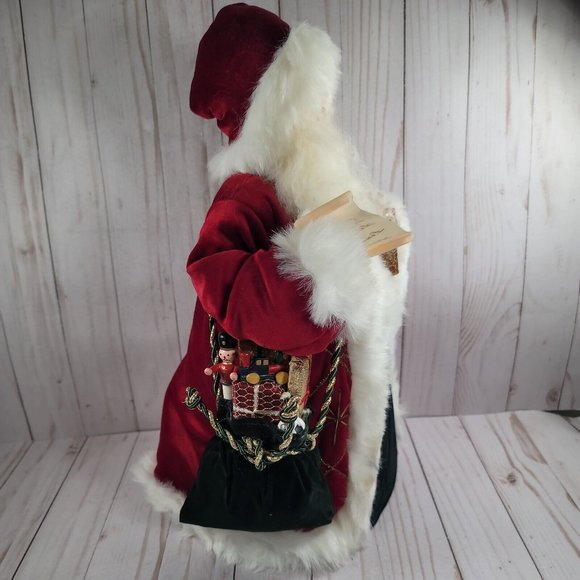 Traditions 16" Cloth and Porcelain Santa Centerpiece Holiday Decor - Picture 7 of 9